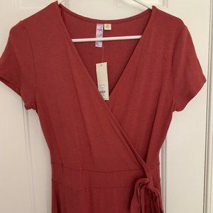 Faux wrap dress XS in Rust